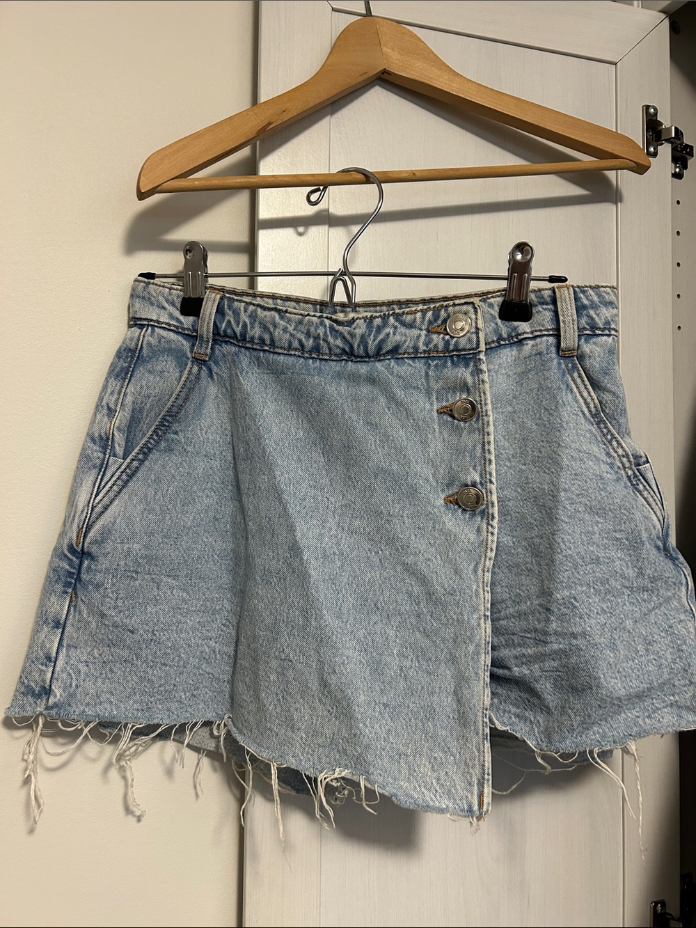 Light Blue denim distressed style Zara skort